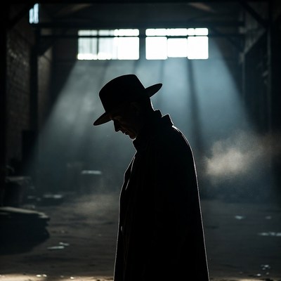 Man in hat inside old building