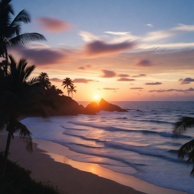 Sunset at a tropical beach