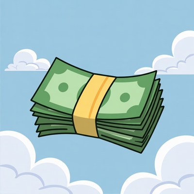 Money floating in the sky