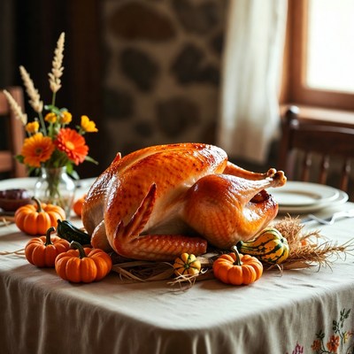 Thanksgiving dinner on the table