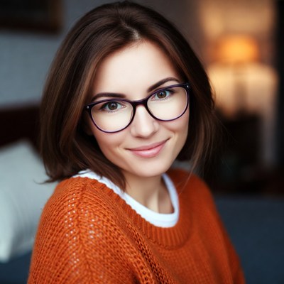 Woman smiling in cozy room