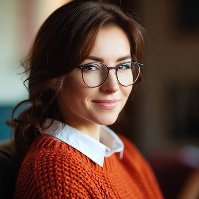 Woman with glasses indoors