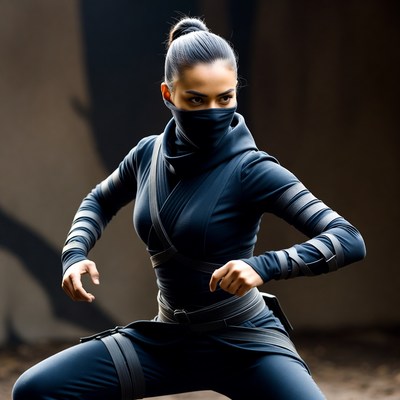 Ninja preparing for a martial arts move