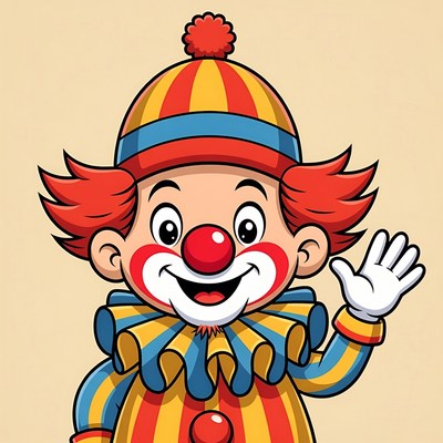 Clown waving with cheerful expression