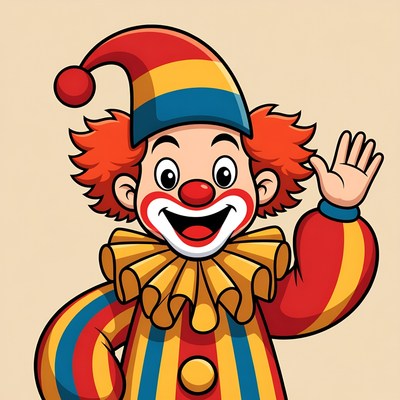 Clown with cheerful smile and colorful outfit