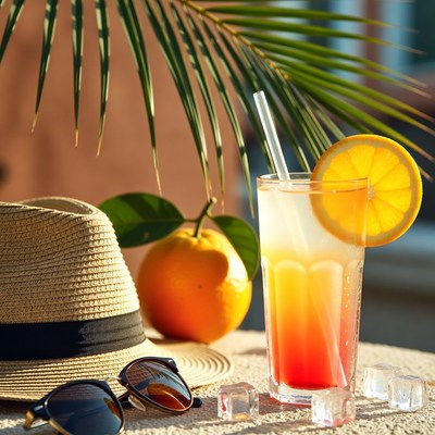Tropical drink on a sunny table