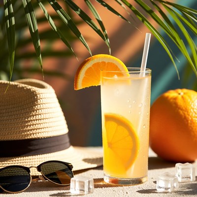 Refreshing drink with citrus slice