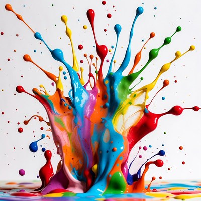 Colorful paint splash creates dynamic scene