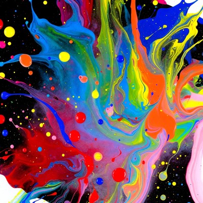 Bright colors mix on black background