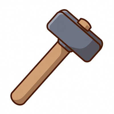 Wooden hammer with metal head