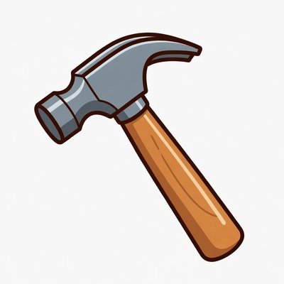 Hammer with wooden handle and metallic head