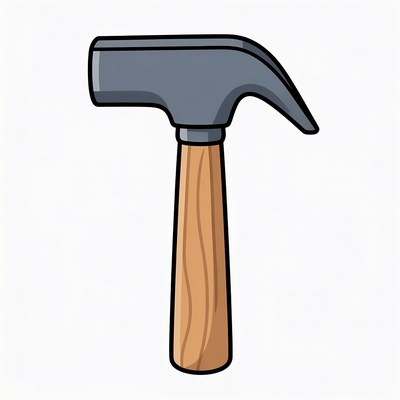 Hammer with wooden handle on white background
