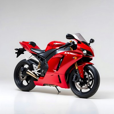 Bright red sports motorcycle on display