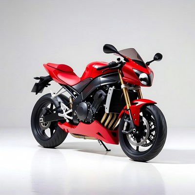 Red sports motorcycle on display