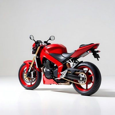 Red motorcycle in studio setting