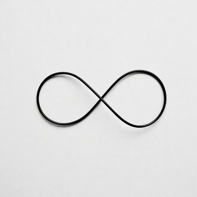 Black infinity symbol on white background