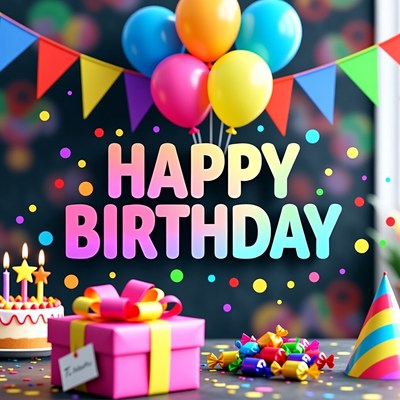 Colorful birthday celebration scene