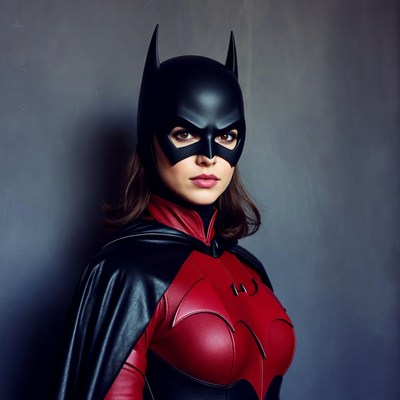Superhero in red and black costume