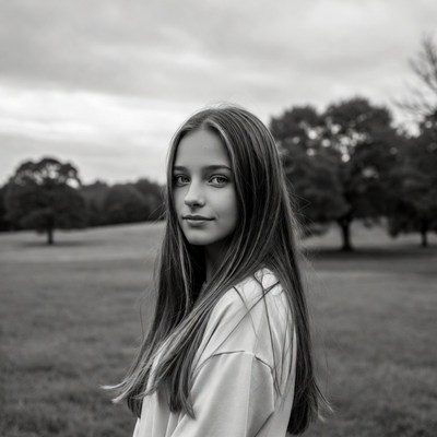 Young girl standing in a field