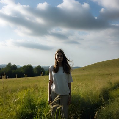 Girl standing in grassy field