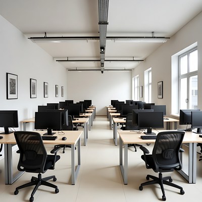Office workspace with computer desks