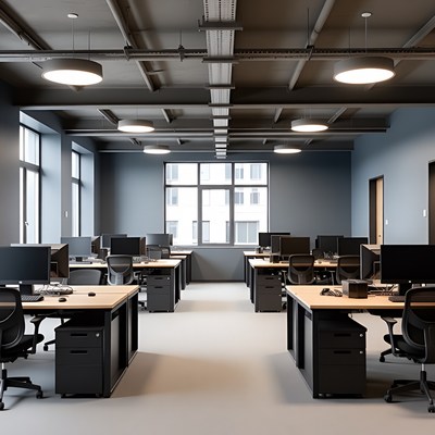 Modern office space with empty desks