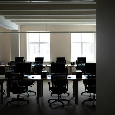 Modern office space with empty desks