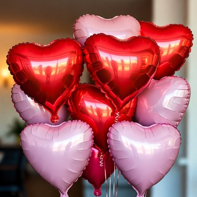 Heart-shaped balloons for celebration