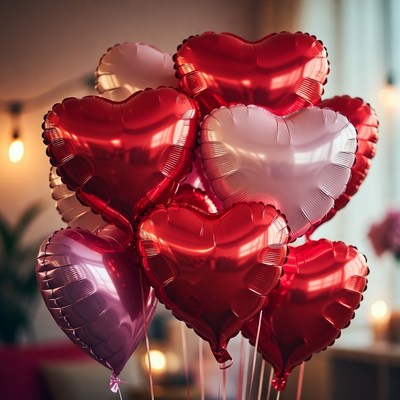 Heart-shaped balloons for special events