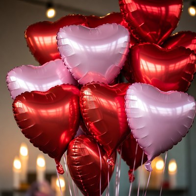 Heart-shaped balloons for celebration