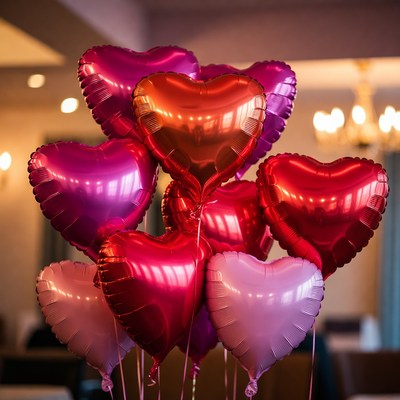 Heart balloons at a celebration event