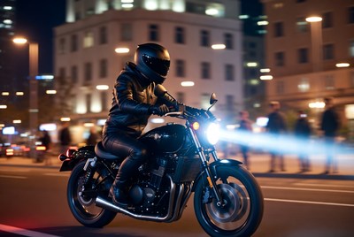 Night ride through city streets