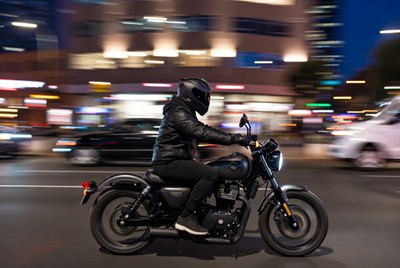 Night ride on a motorcycle in the city