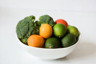 Bowl with vegetables and fruits