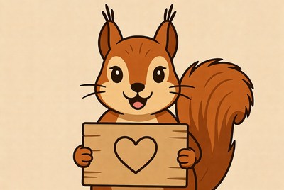Squirrel holding a love sign