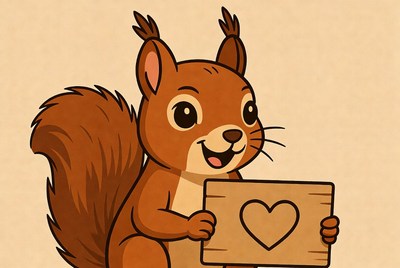 Squirrel holds heart sign