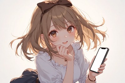 Young woman with phone in hand