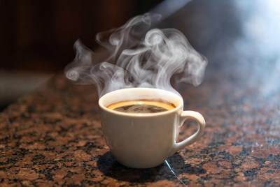 Hot coffee cup on a table