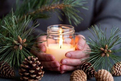 Warm candlelight during winter season