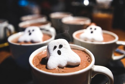 Hot chocolate with ghost marshmallows
