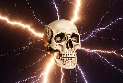 Skull with lightning effects
