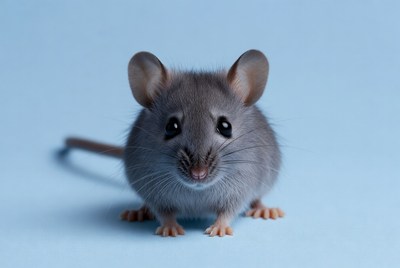 Small mouse on blue background