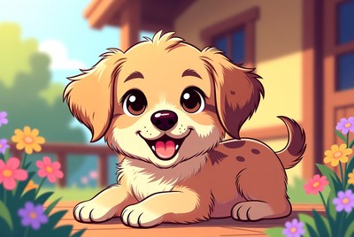 Cute puppy in the garden