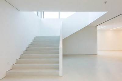 Modern staircase in bright room
