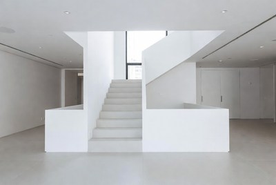 Modern staircase in bright interior