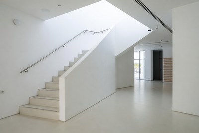 Modern staircase inside bright building