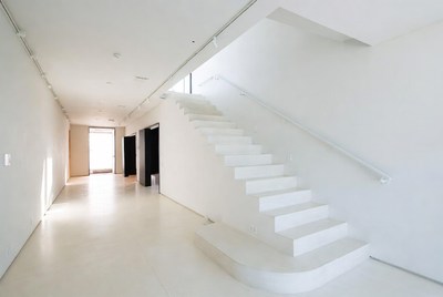 Modern interior with stairs in bright space