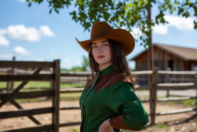 Young woman in cowboy hat outdoors
