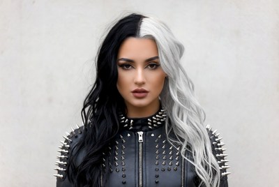 Woman with striking two-tone hair style