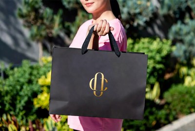 Shopping bag display in garden